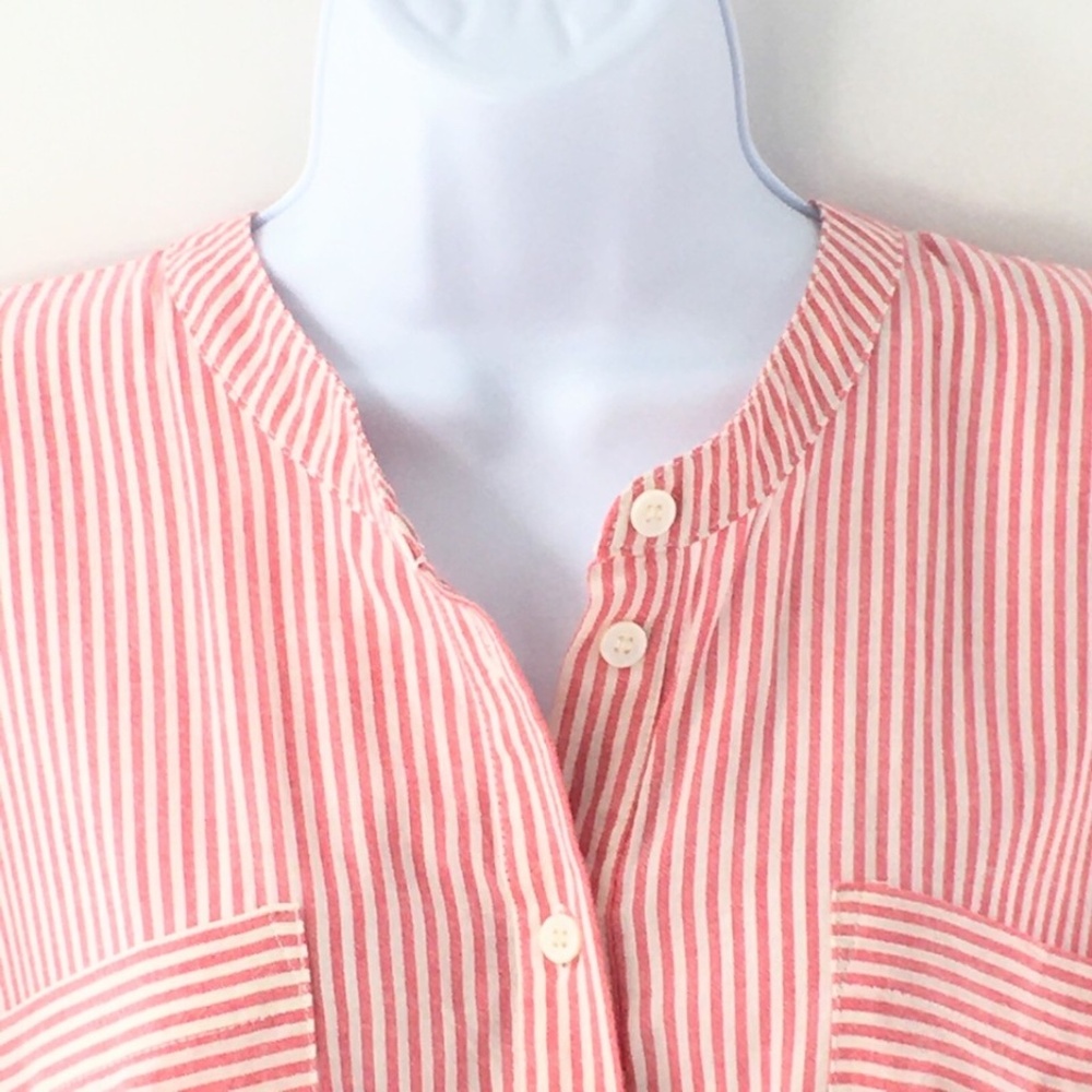 Michael Stars Shantel Romper Drawstring Pockets Pink White Striped Shorts Sz M - Picture 4 of 13